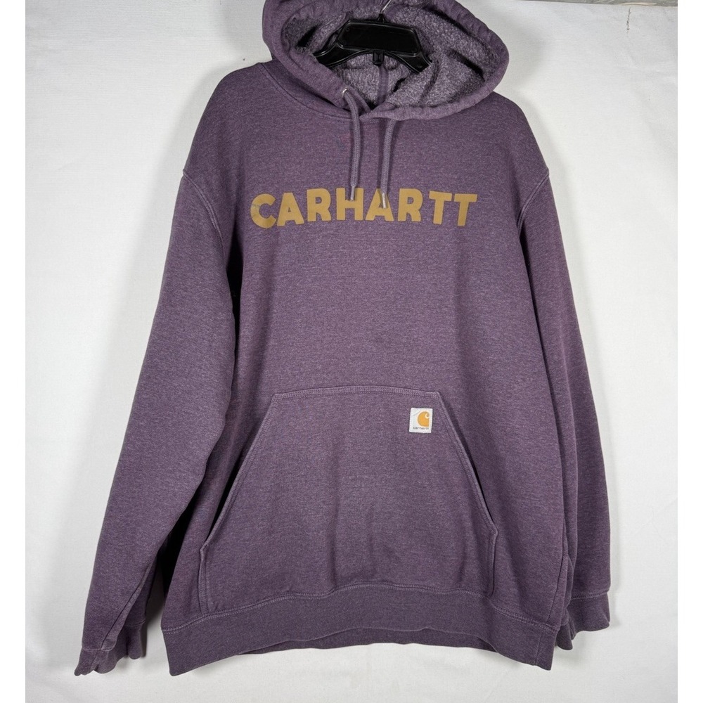 Carhartt Hoodie Men's XL Purple Heather Loose Midweight Logo Graphic Spell Out